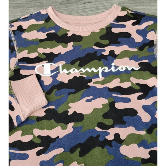 Champion Junior Women's M Camouflage Pink Green Black Blue Crewneck Sweatshirt‎ - Picture 1 of 12